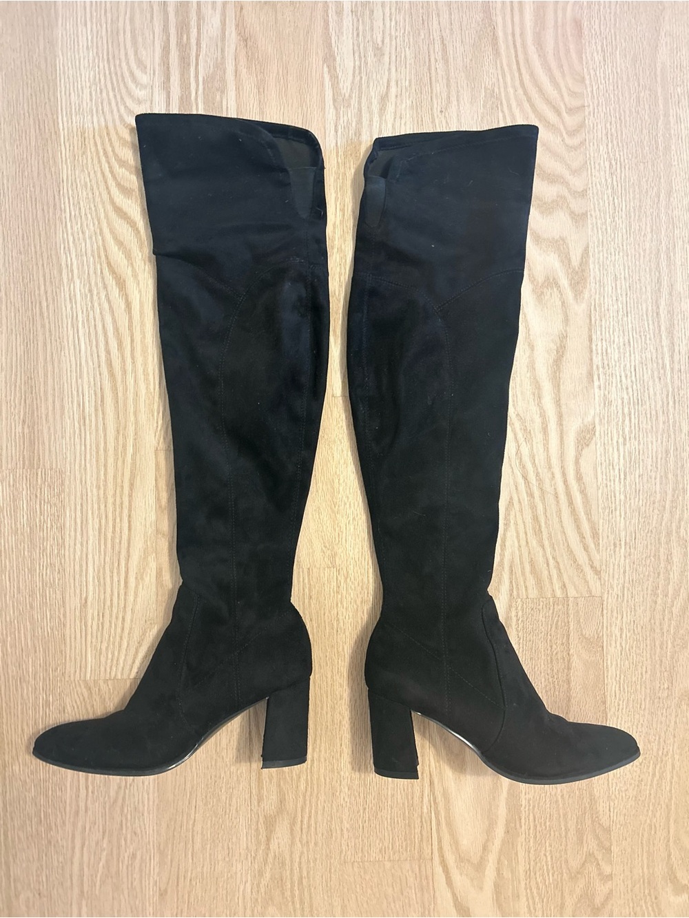Marc Fisher Black Suede Over-The-Knee Block Heel Boots